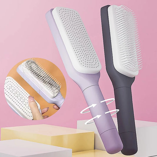 Self-Cleaning Hairbrush – Easy & Gentle Detangling💆‍♀️✨