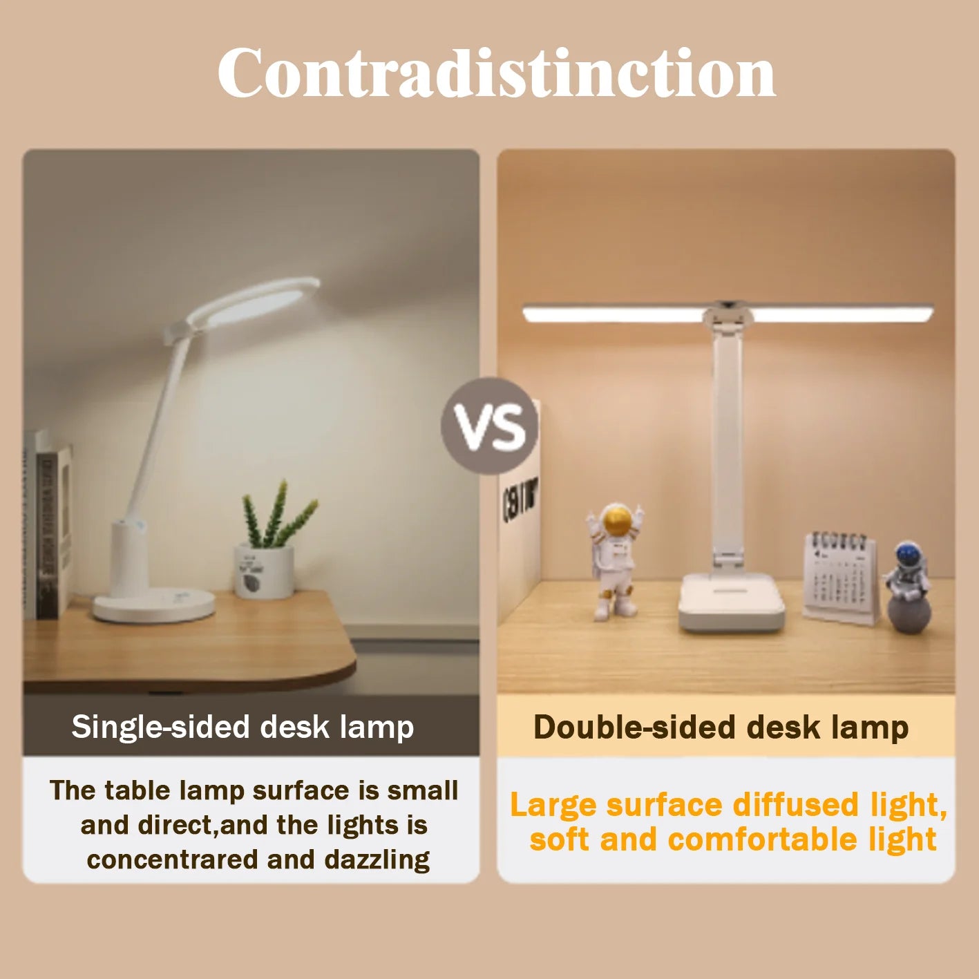 Dual-Head LED Desk Lamp | 3-Level Dimmable | Foldable & Eye Protection