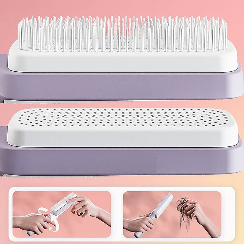 Self-Cleaning Hairbrush – Easy & Gentle Detangling💆‍♀️✨