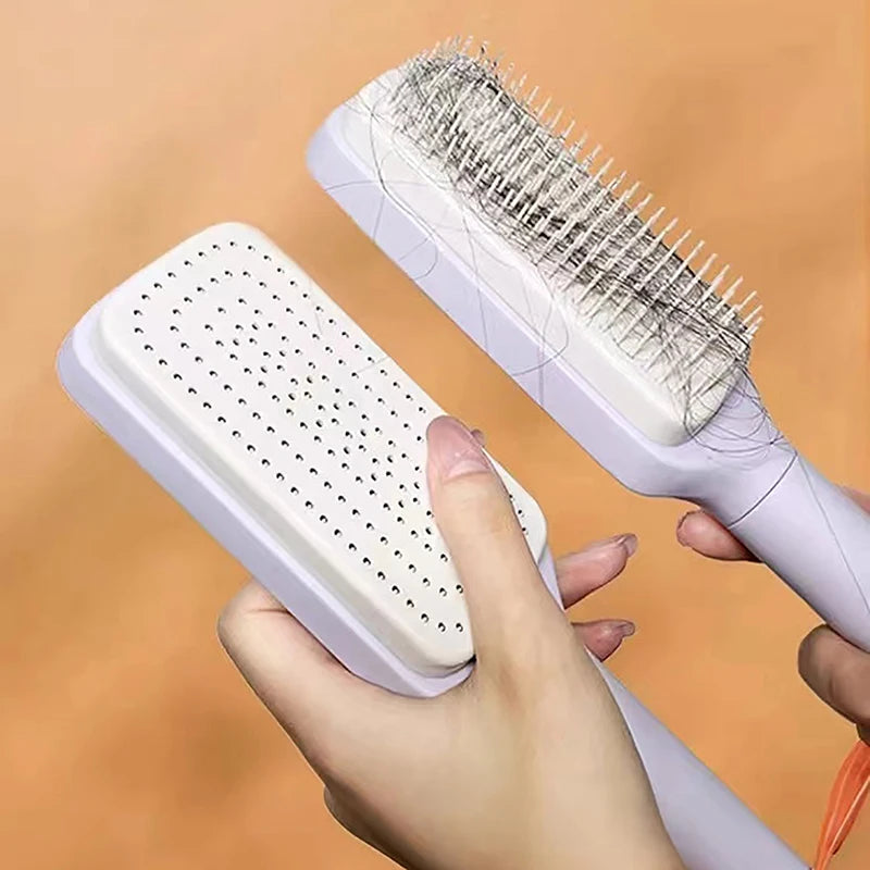 Self-Cleaning Hairbrush – Easy & Gentle Detangling💆‍♀️✨