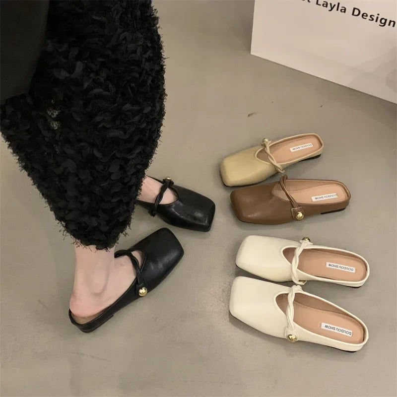 Elegant Square Shoes– Stylish & Comfortable Slip-Ons 👡✨