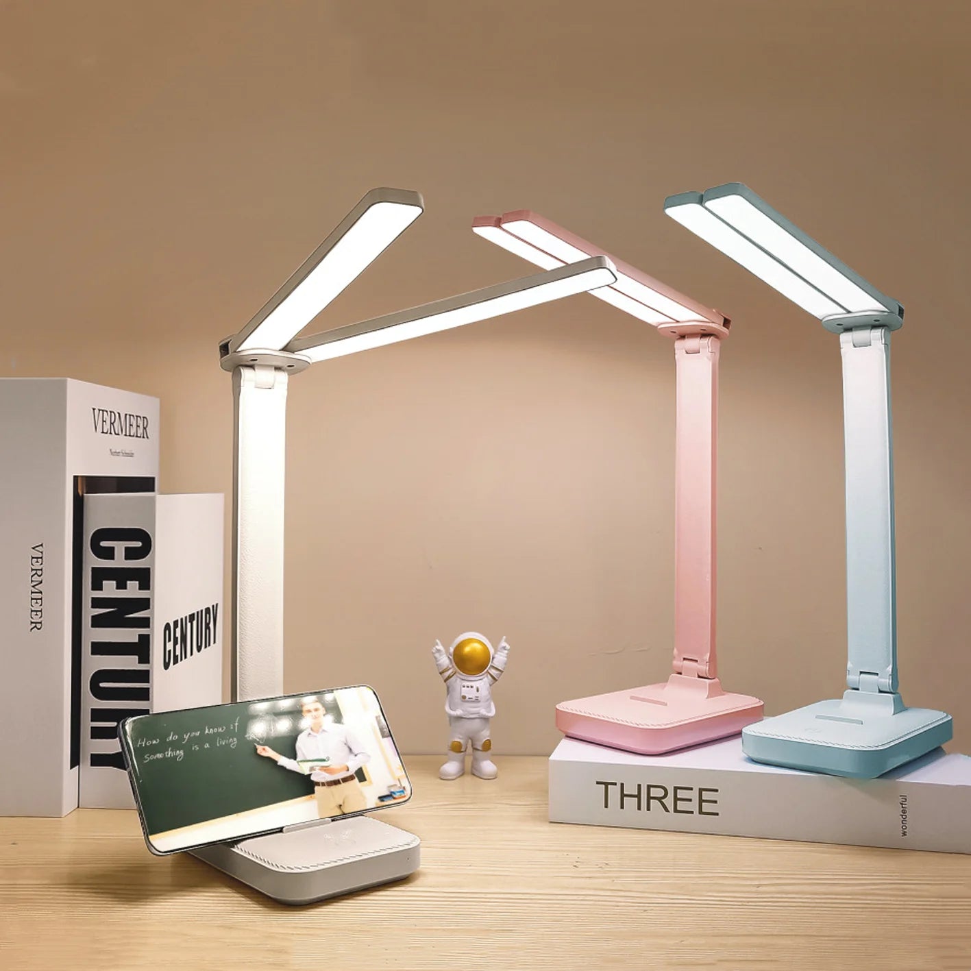 Dual-Head LED Desk Lamp | 3-Level Dimmable | Foldable & Eye Protection