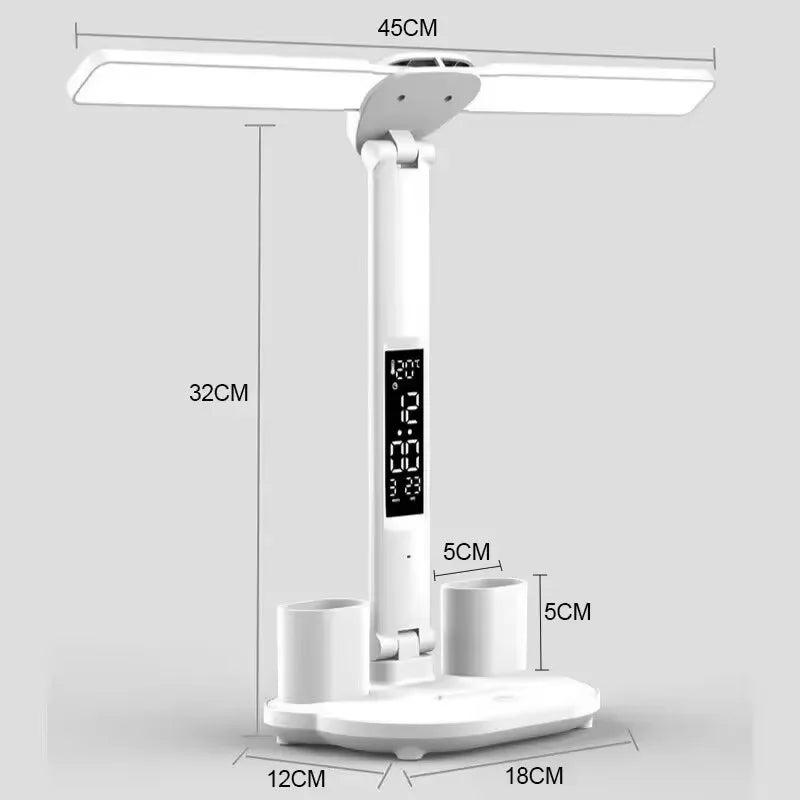 USB Rechargeable Dimmable Desk Lamp with Dual Heads & 180° Rotation