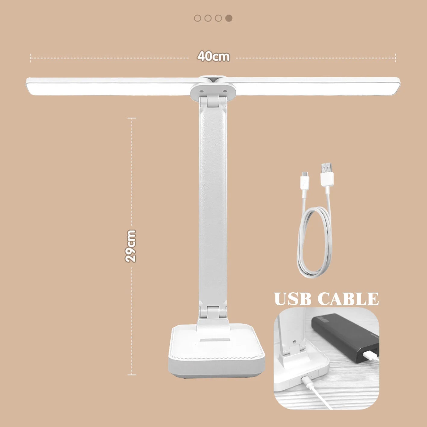 Dual-Head LED Desk Lamp | 3-Level Dimmable | Foldable & Eye Protection